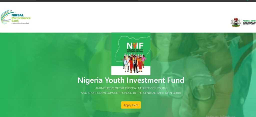 Homepage of nigeria youth investment fund